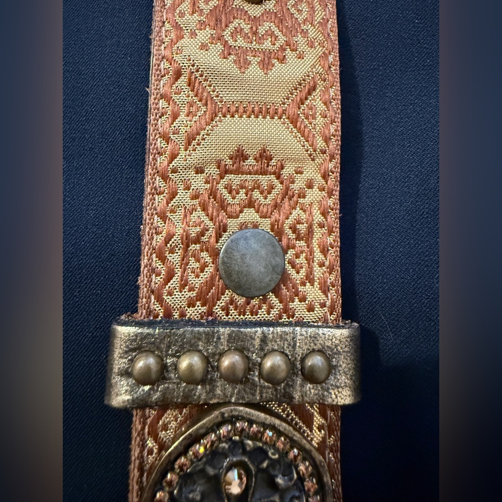 Vintage Cachè Leather Belt with Fabric Covering - Picture 7 of 10